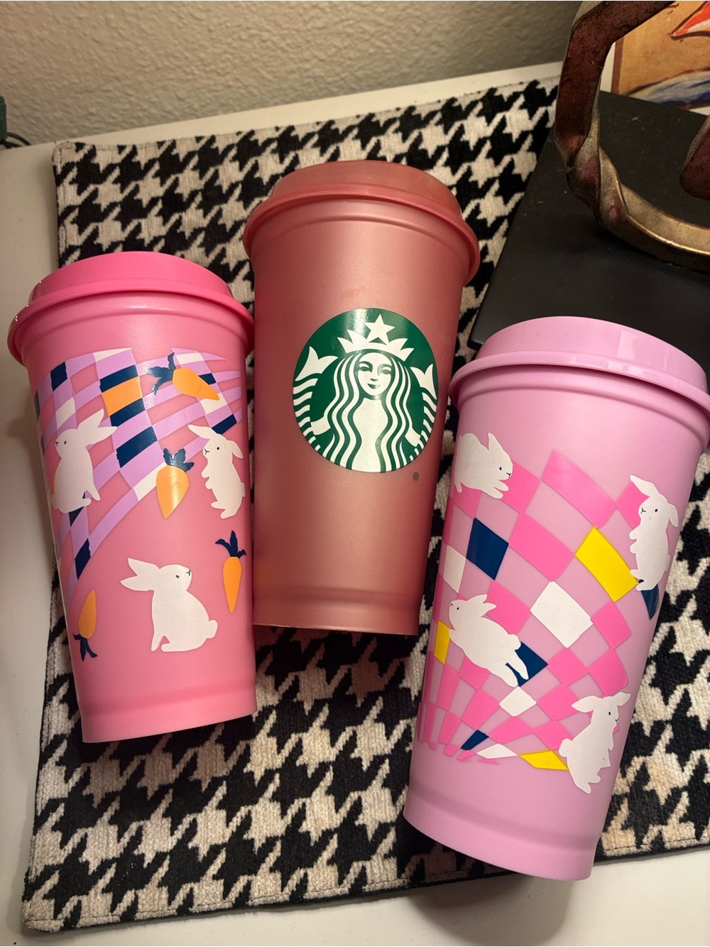 Starbucks new 3 Pink tumblers Bunnies